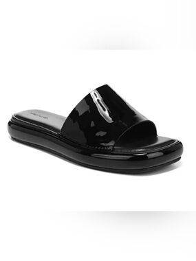 Vince Evie Black Patent Sandal Slides Size 10